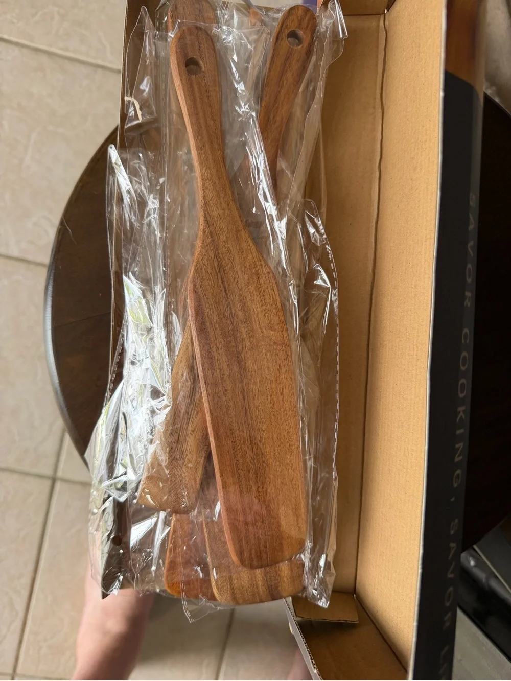 Wooden Spatulas for Cooking, 5-Piece Teak Spurtle Set, Smooth Finish